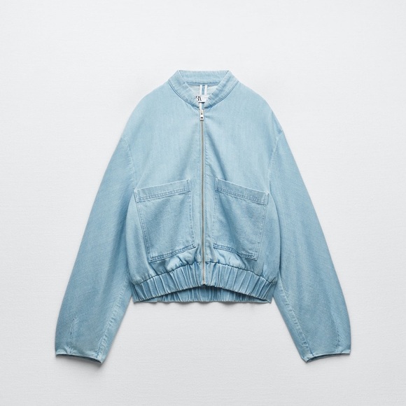Zara DENIM BOMBER JACKET - Picture 4 of 9